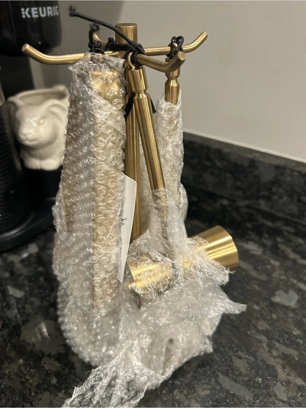 5pc Brass Bar Marble Tool Set with Stand Cocktails Barware - Hearth & Hand NEW